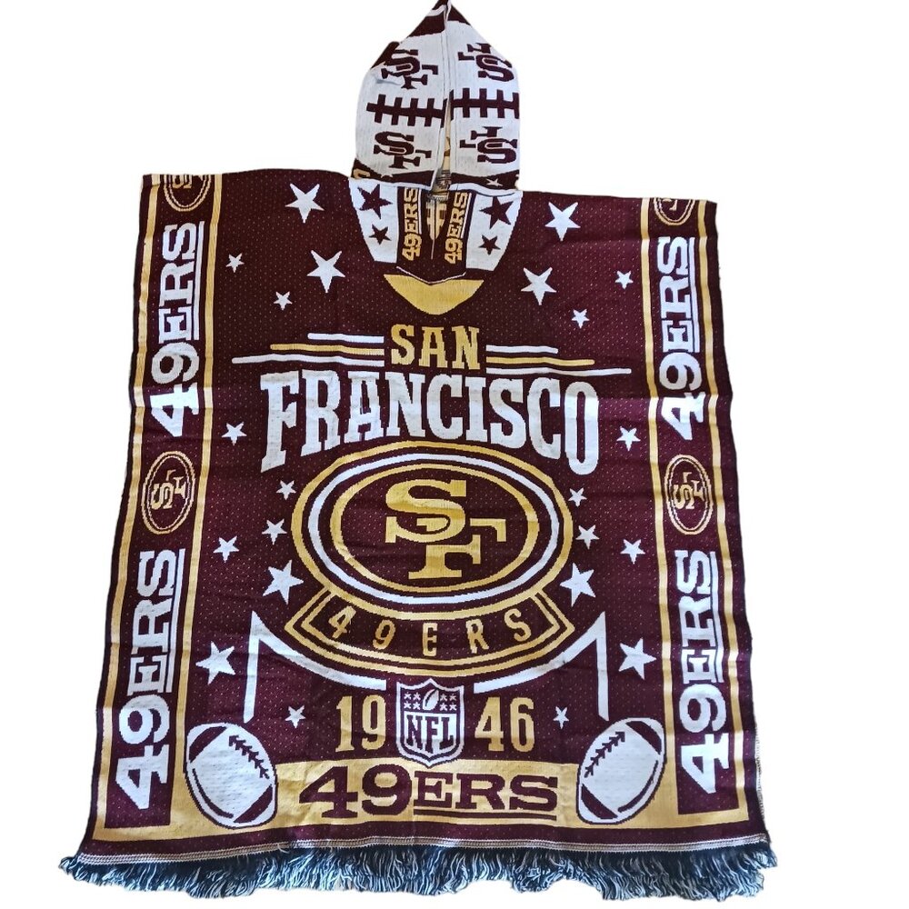 San Francisco 49ers Embroidered Poncho Red and Gold